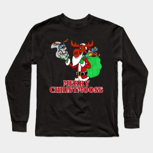 Rocky And Bullwinkle Santa Merry Christmoose Christmas 1 Long Sleeve T-Shirt